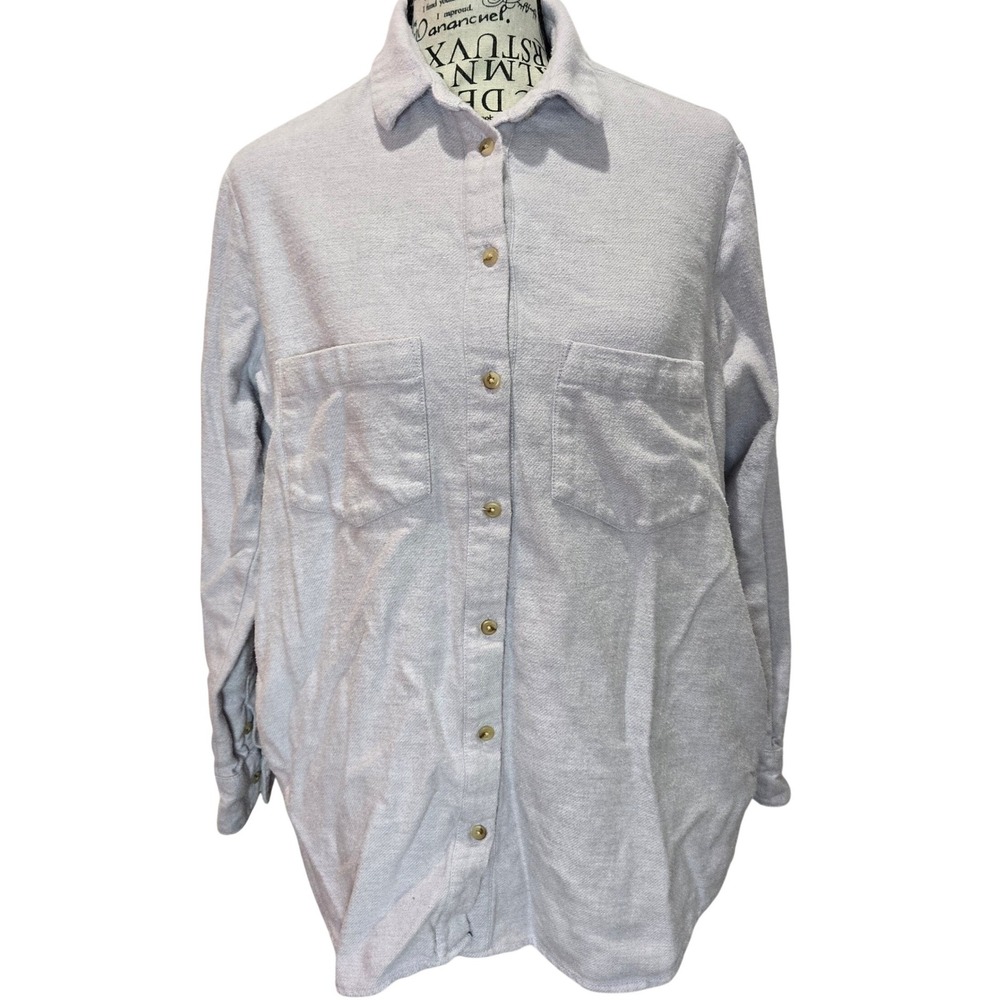 Madewell‎ Purple Women XS Heathered Top Long Sleeve Button Up Shirt Two Pocket